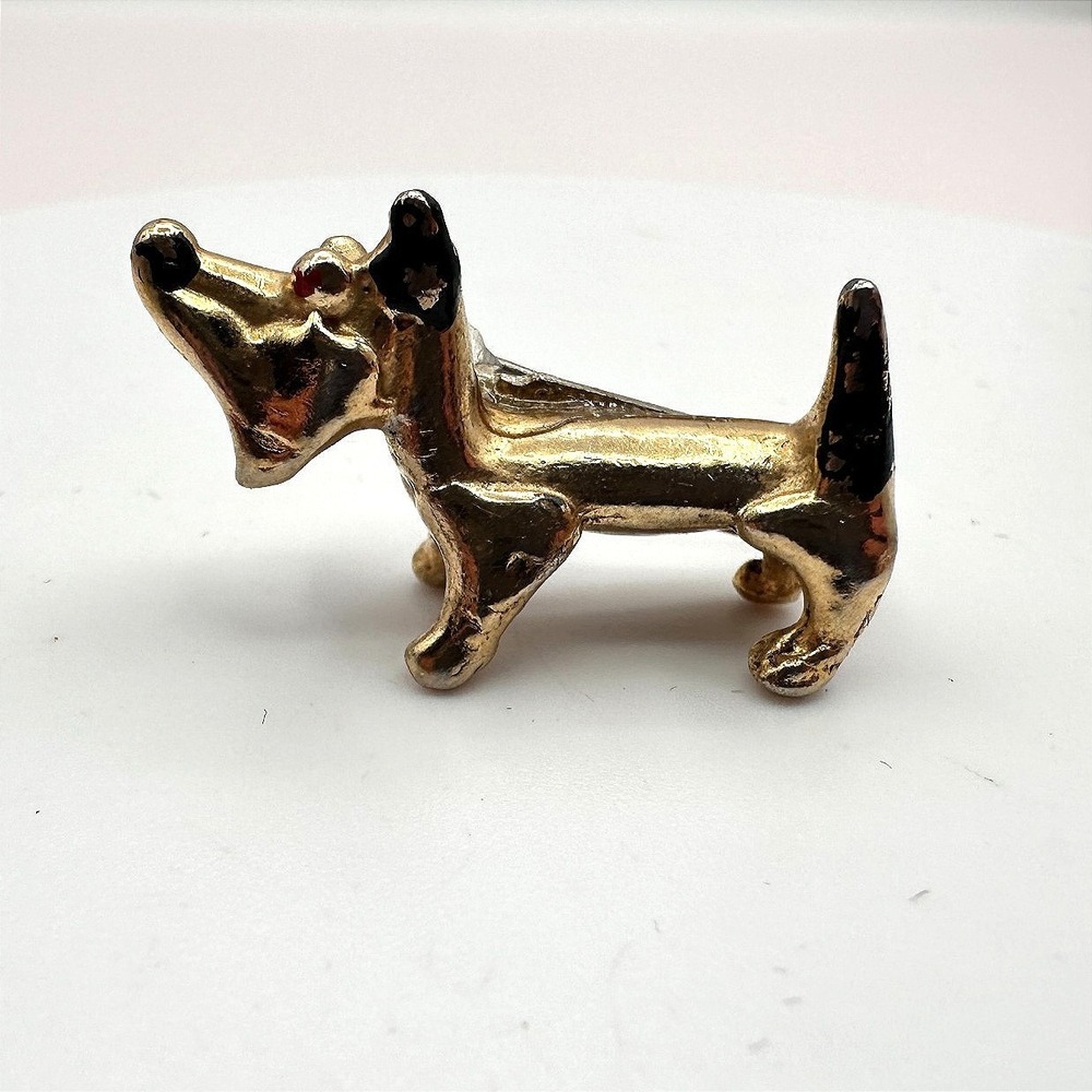 Vintage 90s Gold Tone Scottie Terrier Dog Brooch Pin Women's Classic Jewelry